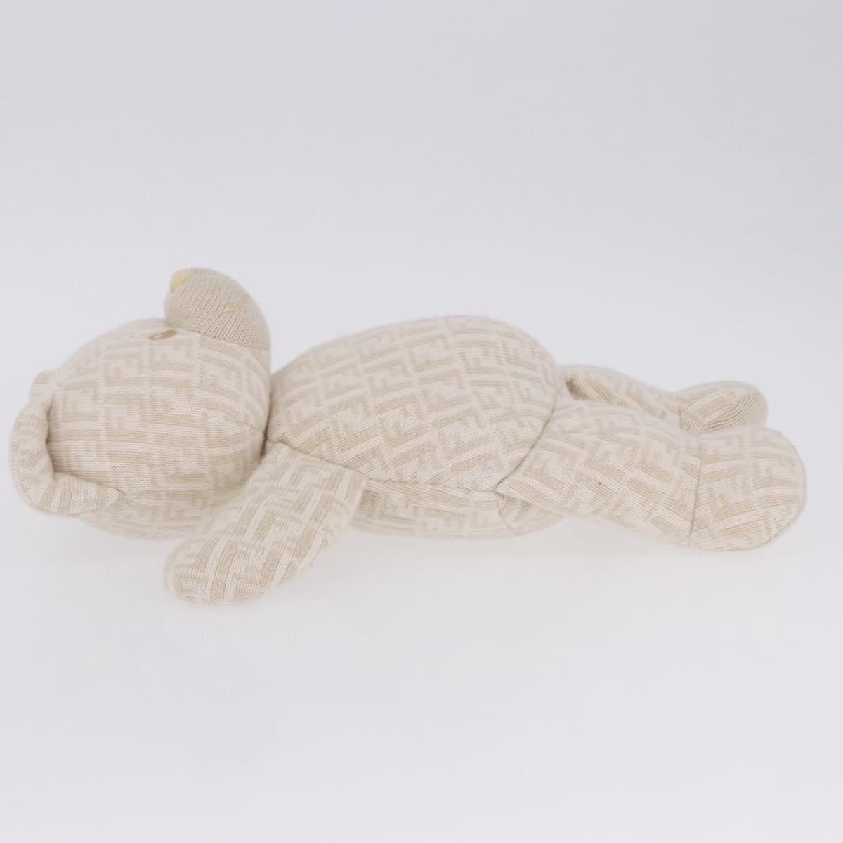FENDI Zucca Canvas Plush Doll Knitted Fabrics Beige Auth 200757M