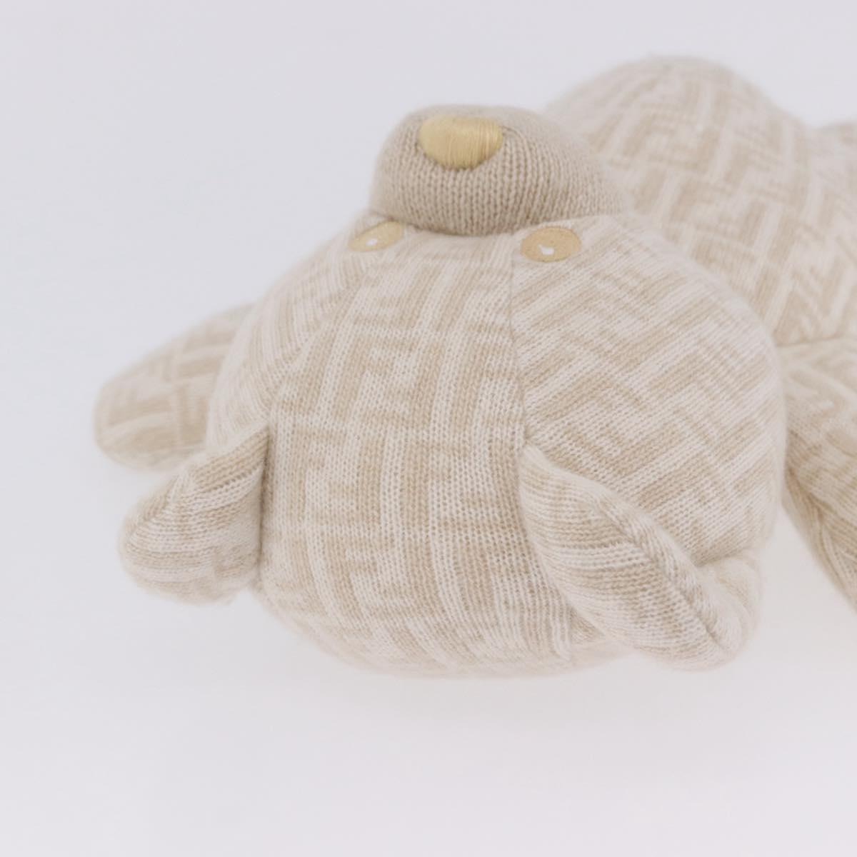 FENDI Zucca Canvas Plush Doll Knitted Fabrics Beige Auth 200757M