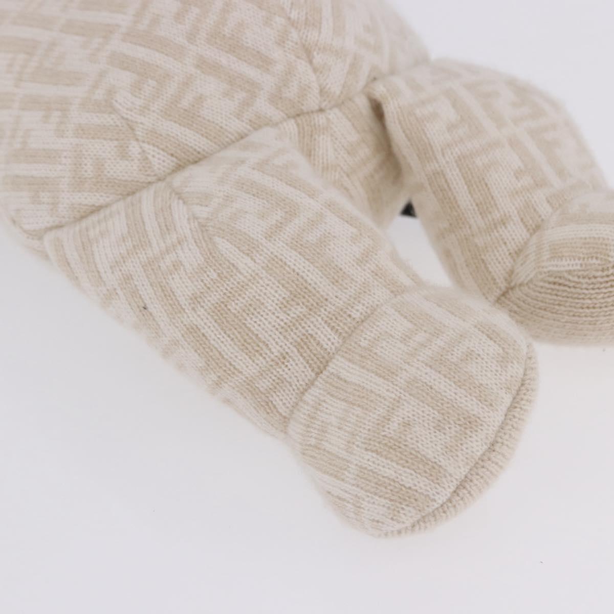 FENDI Zucca Canvas Plush Doll Knitted Fabrics Beige Auth 200757M
