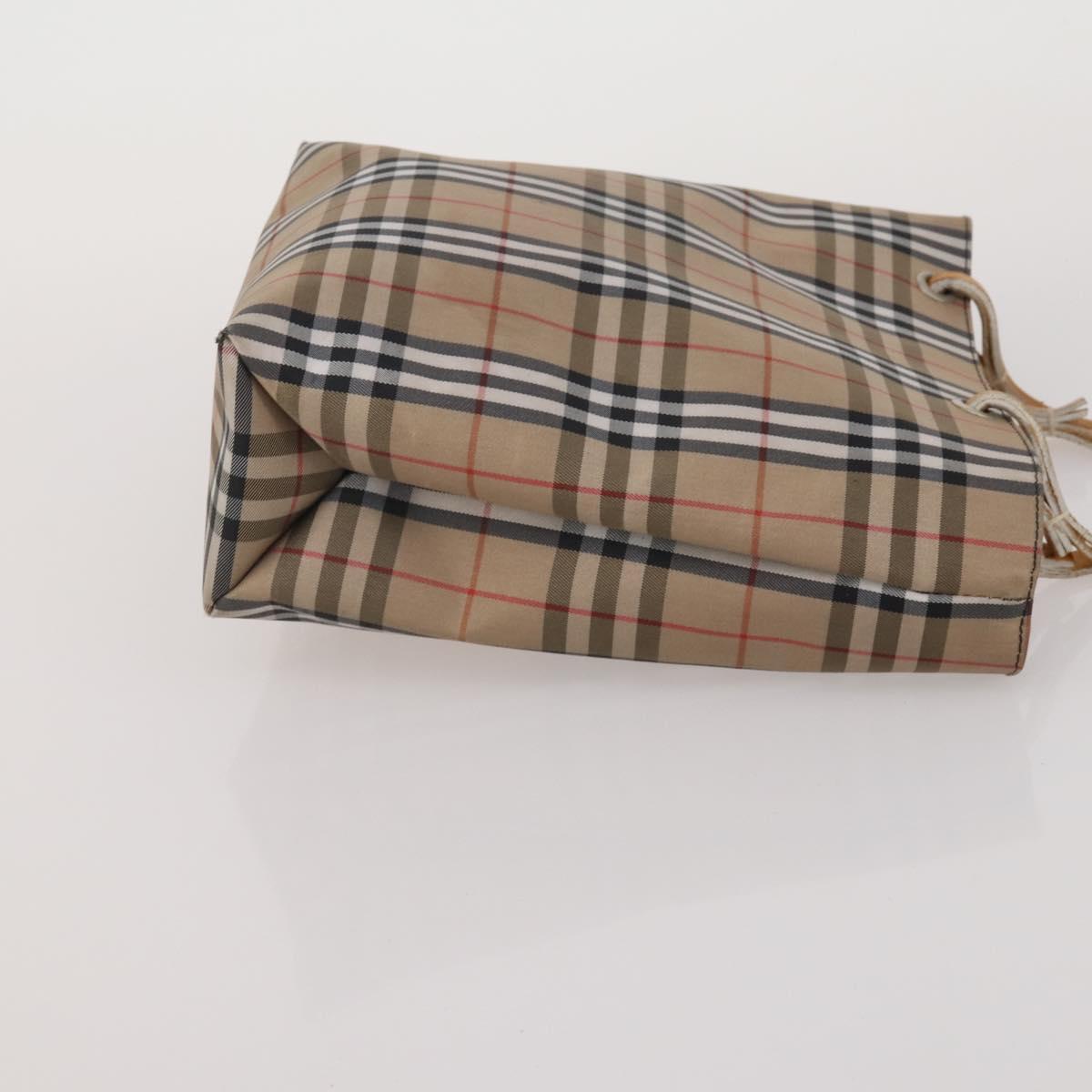 BURBERRY Nova Check Hand Bag Canvas nylon 4 Set Beige Brown Auth 200759