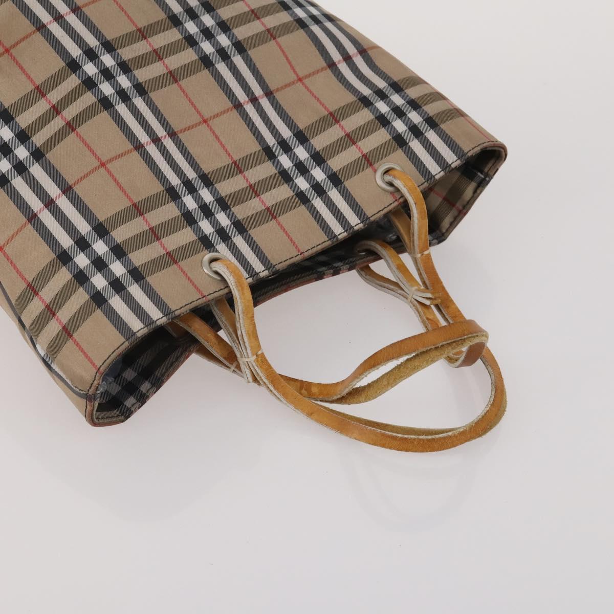 BURBERRY Nova Check Hand Bag Canvas nylon 4 Set Beige Brown Auth 200759