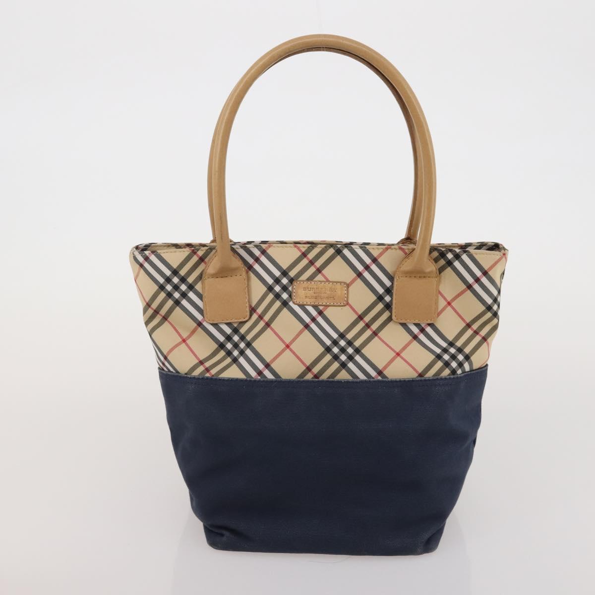 BURBERRY Nova Check Hand Bag Canvas nylon 4 Set Beige Brown Auth 200759