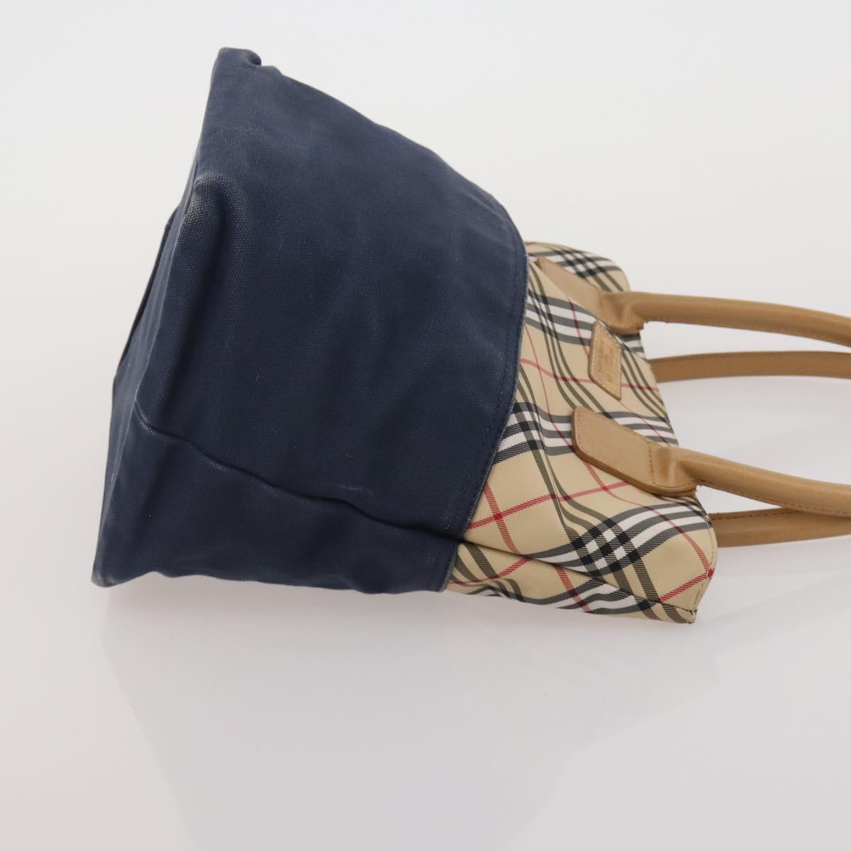 BURBERRY Nova Check Hand Bag Canvas nylon 4 Set Beige Brown Auth 200759