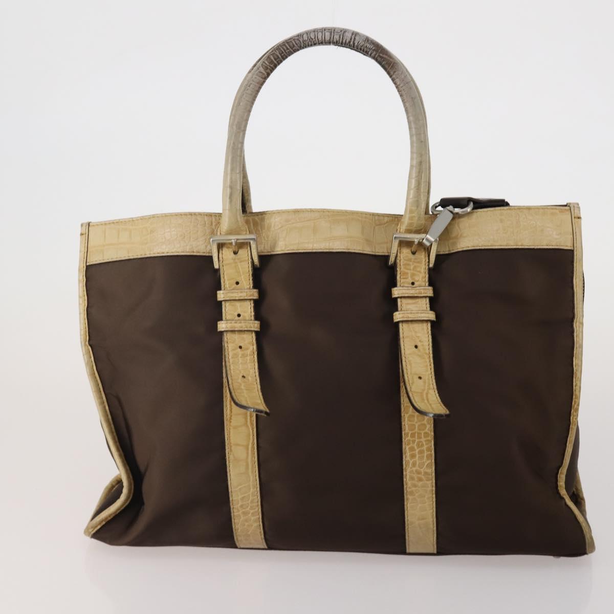 BURBERRY Nova Check Hand Bag Canvas nylon 4 Set Beige Brown Auth 200759