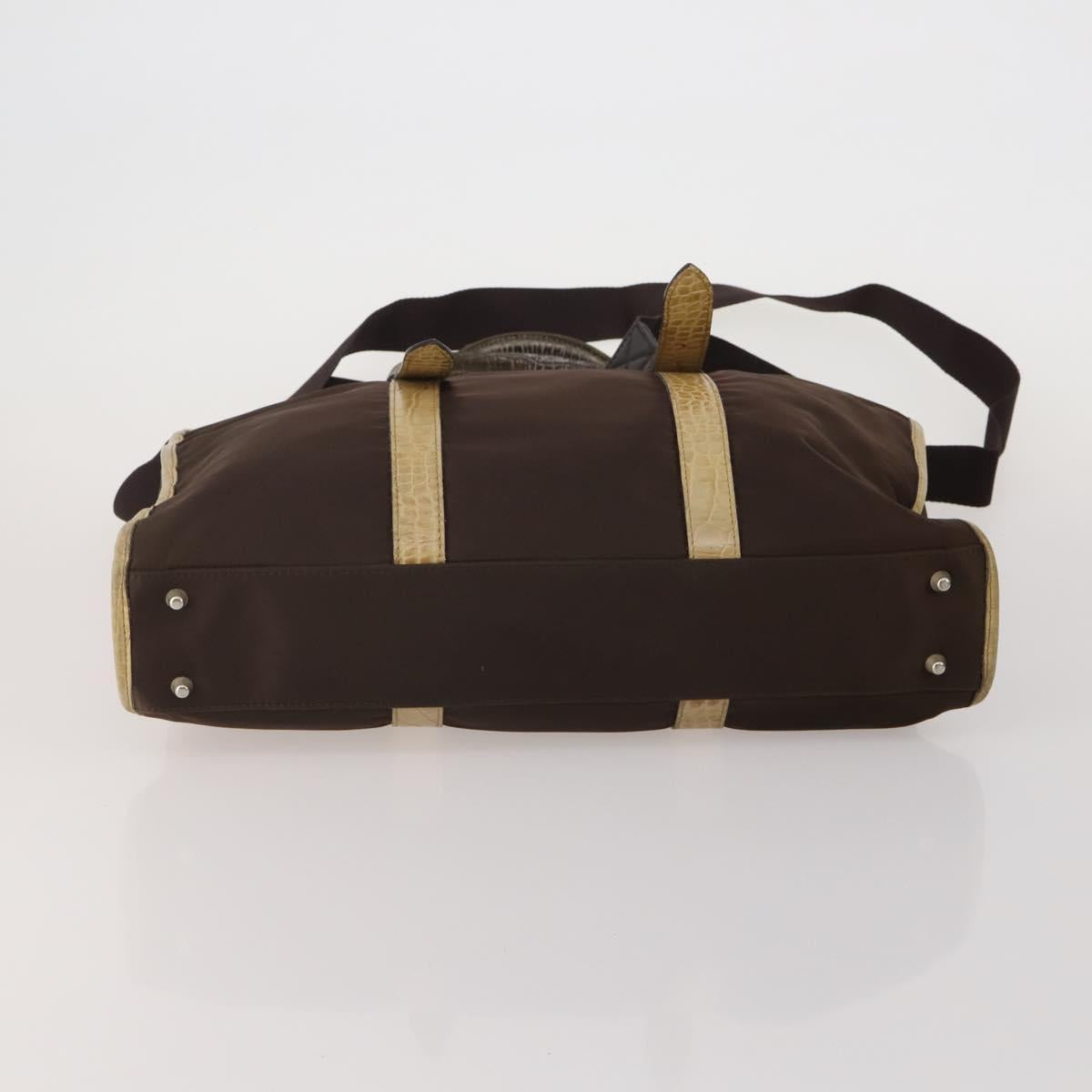 BURBERRY Nova Check Hand Bag Canvas nylon 4 Set Beige Brown Auth 200759