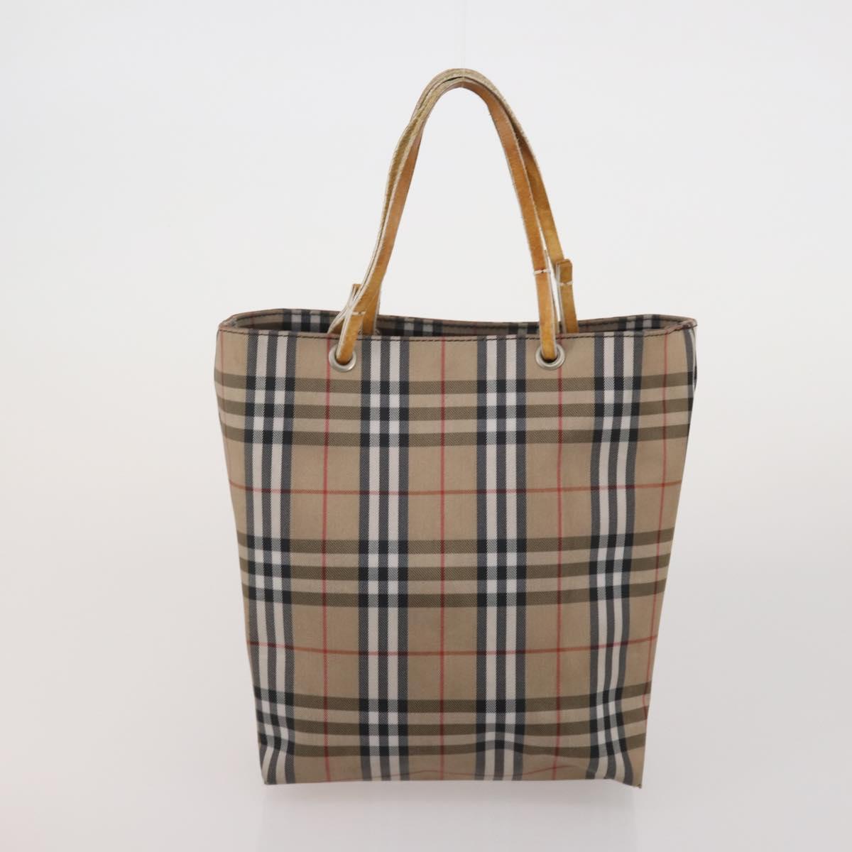 BURBERRY Nova Check Hand Bag Canvas nylon 4 Set Beige Brown Auth 200759