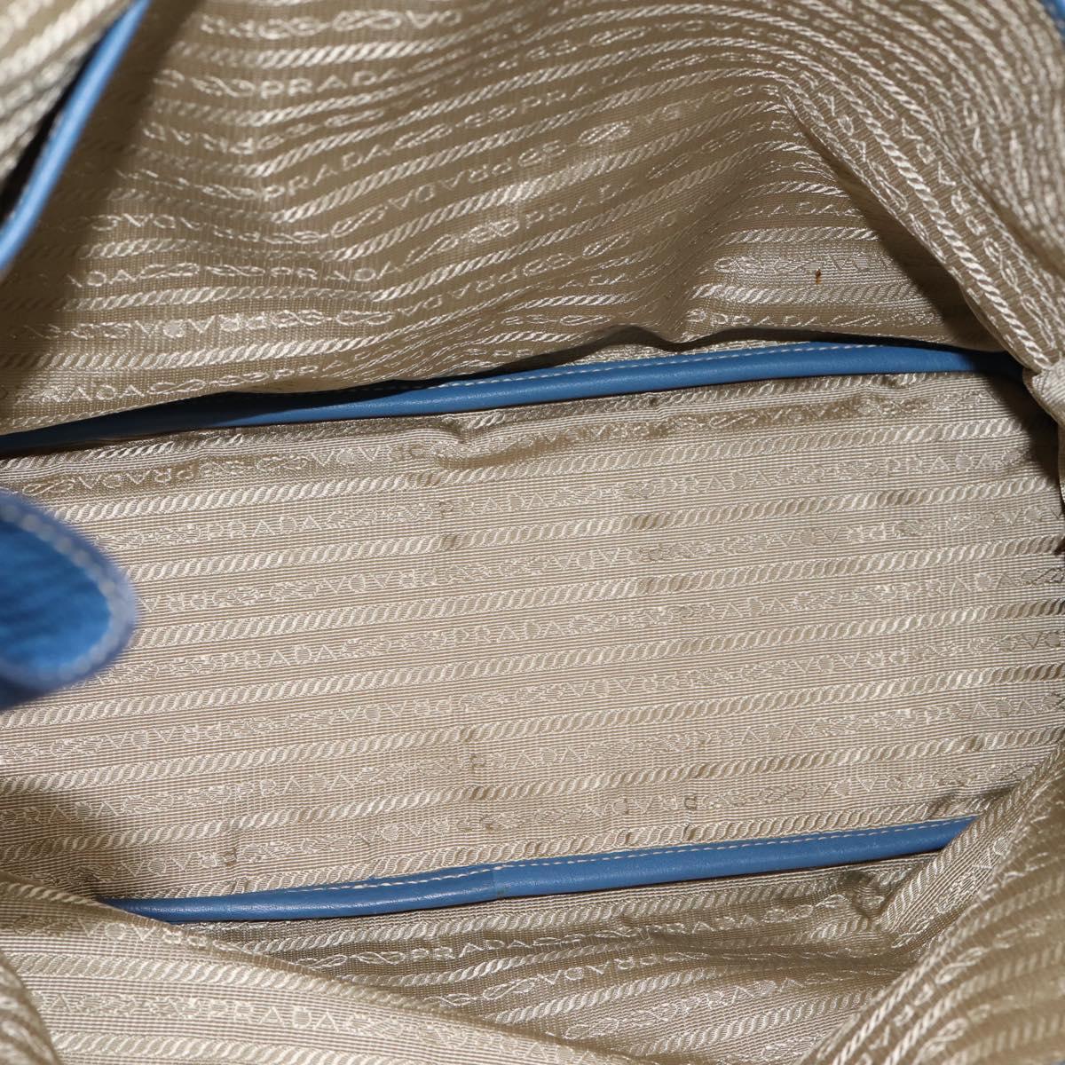 PRADA Tote Bag Vittero Dino Leather Blue Gold Auth 200767V