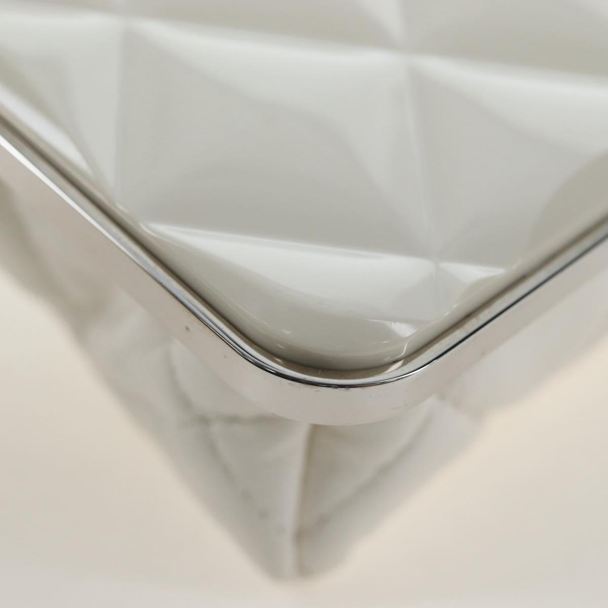 CHANEL Matelasse Chain Shoulder Bag Lamb Skin White Silver CC Auth 200768M
