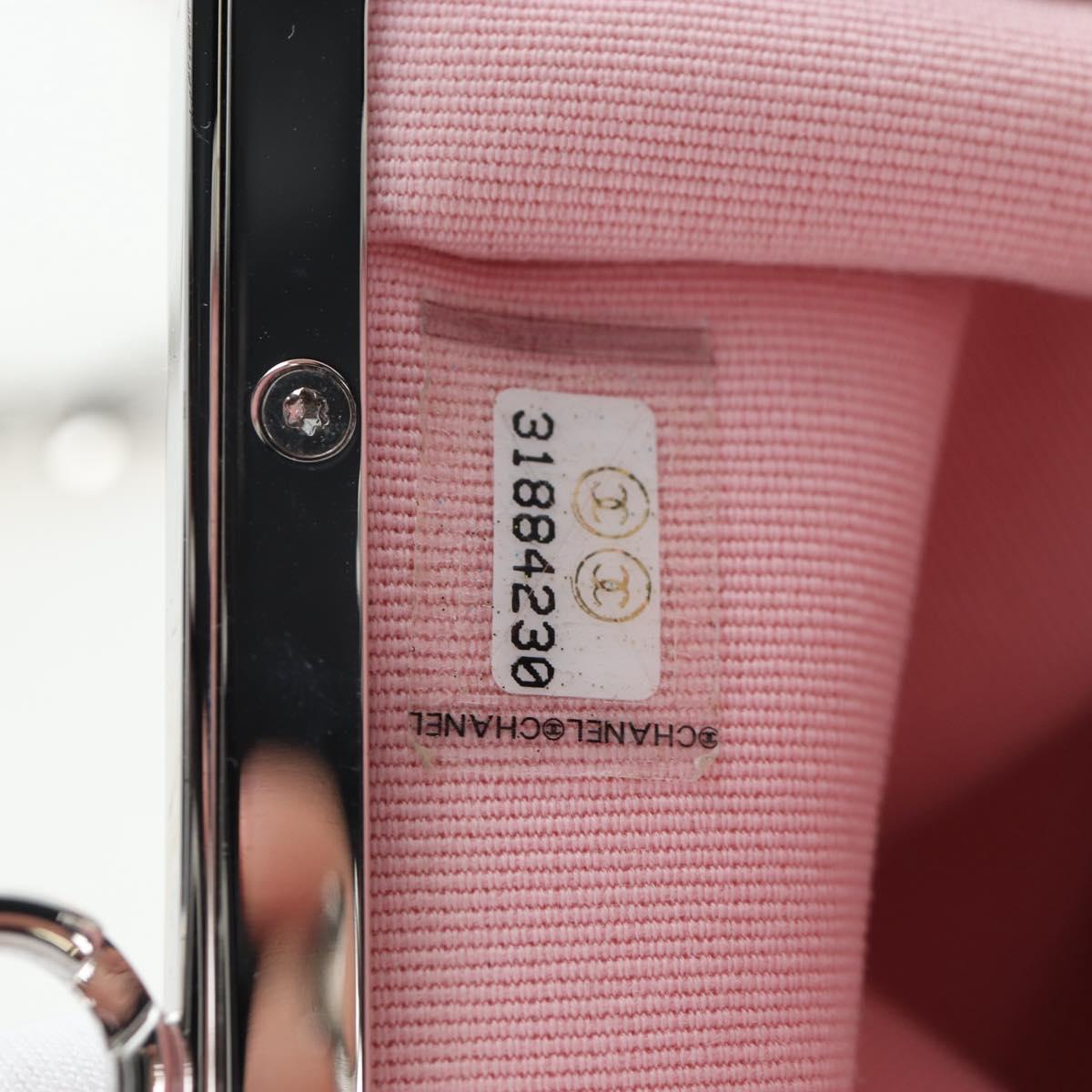 CHANEL Matelasse Chain Shoulder Bag Lamb Skin White Silver CC Auth 200768M