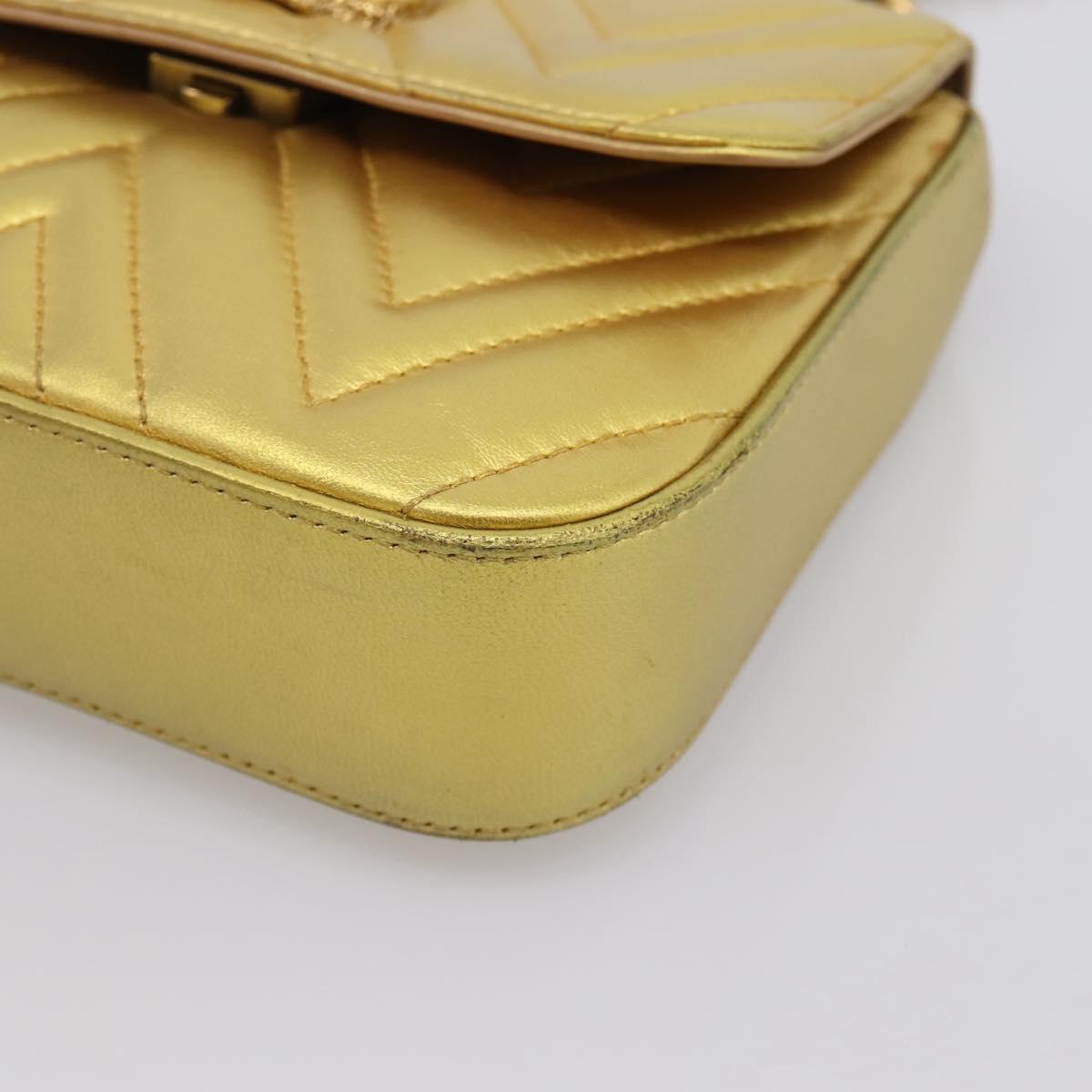 GUCCI Chain Shoulder Bag Leather Gold 432581 Auth 200769V