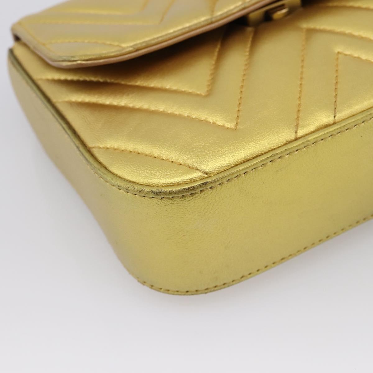 GUCCI Chain Shoulder Bag Leather Gold 432581 Auth 200769V