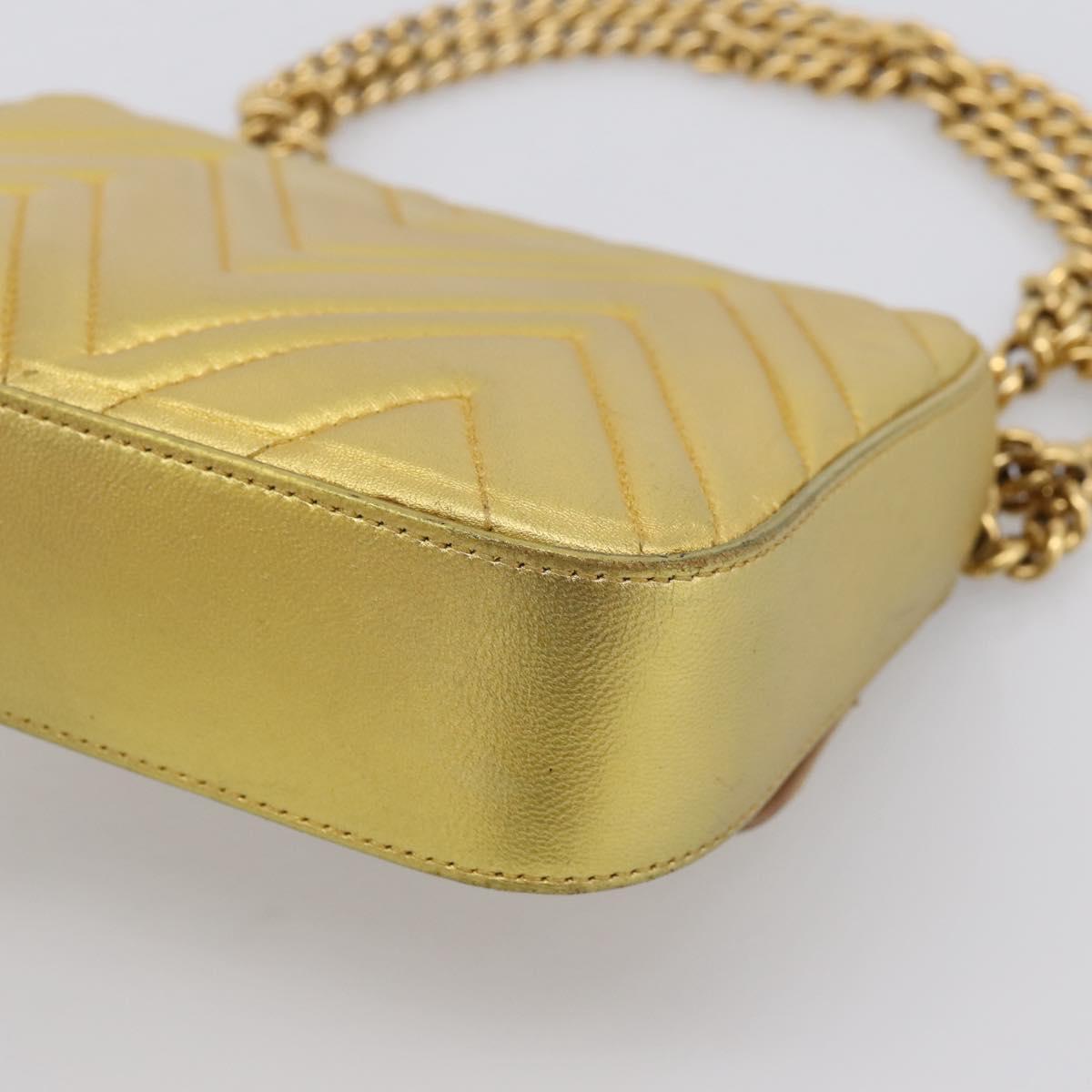 GUCCI Chain Shoulder Bag Leather Gold 432581 Auth 200769V