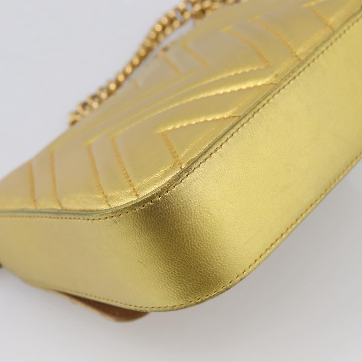 GUCCI Chain Shoulder Bag Leather Gold 432581 Auth 200769V