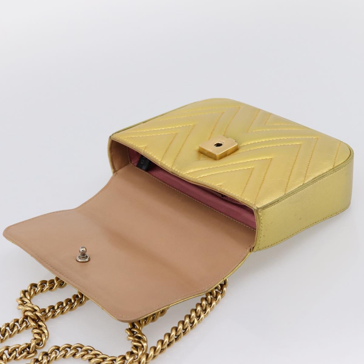 GUCCI Chain Shoulder Bag Leather Gold 432581 Auth 200769V