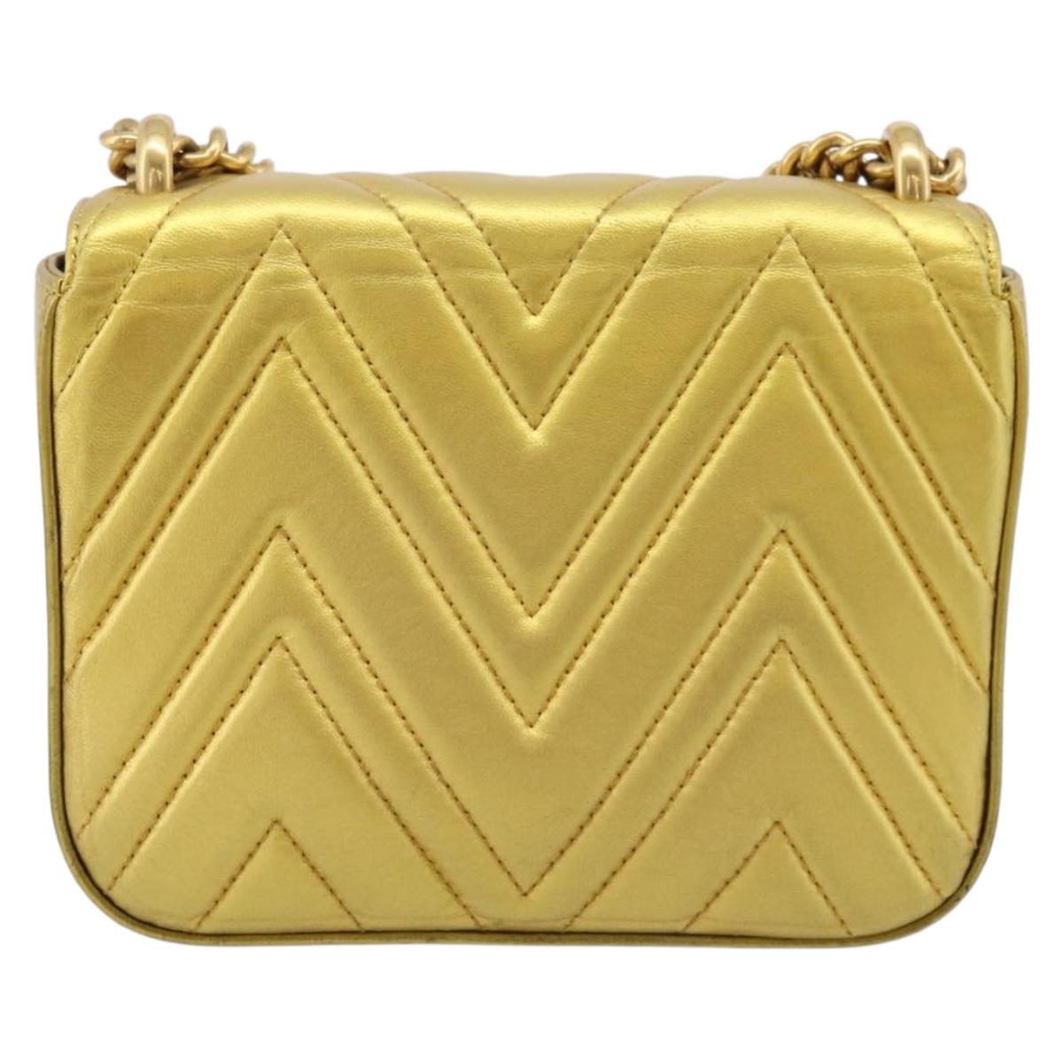 GUCCI Chain Shoulder Bag Leather Gold 432581 Auth 200769V