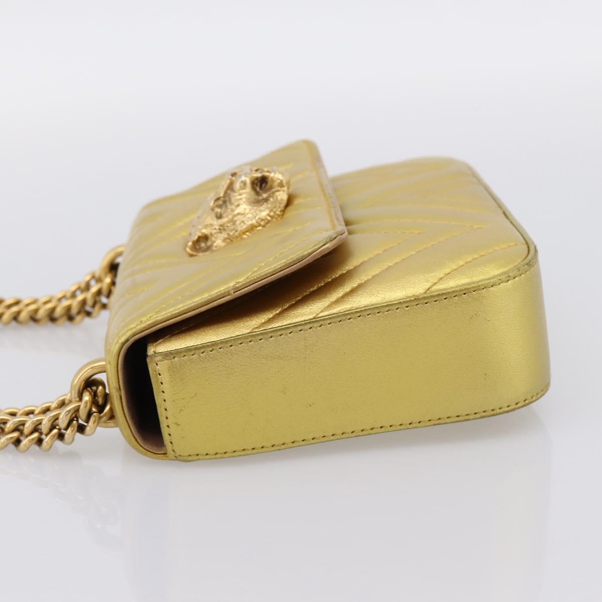GUCCI Chain Shoulder Bag Leather Gold 432581 Auth 200769V