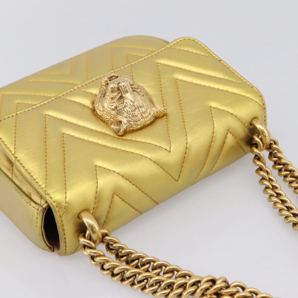 GUCCI Chain Shoulder Bag Leather Gold 432581 Auth 200769V