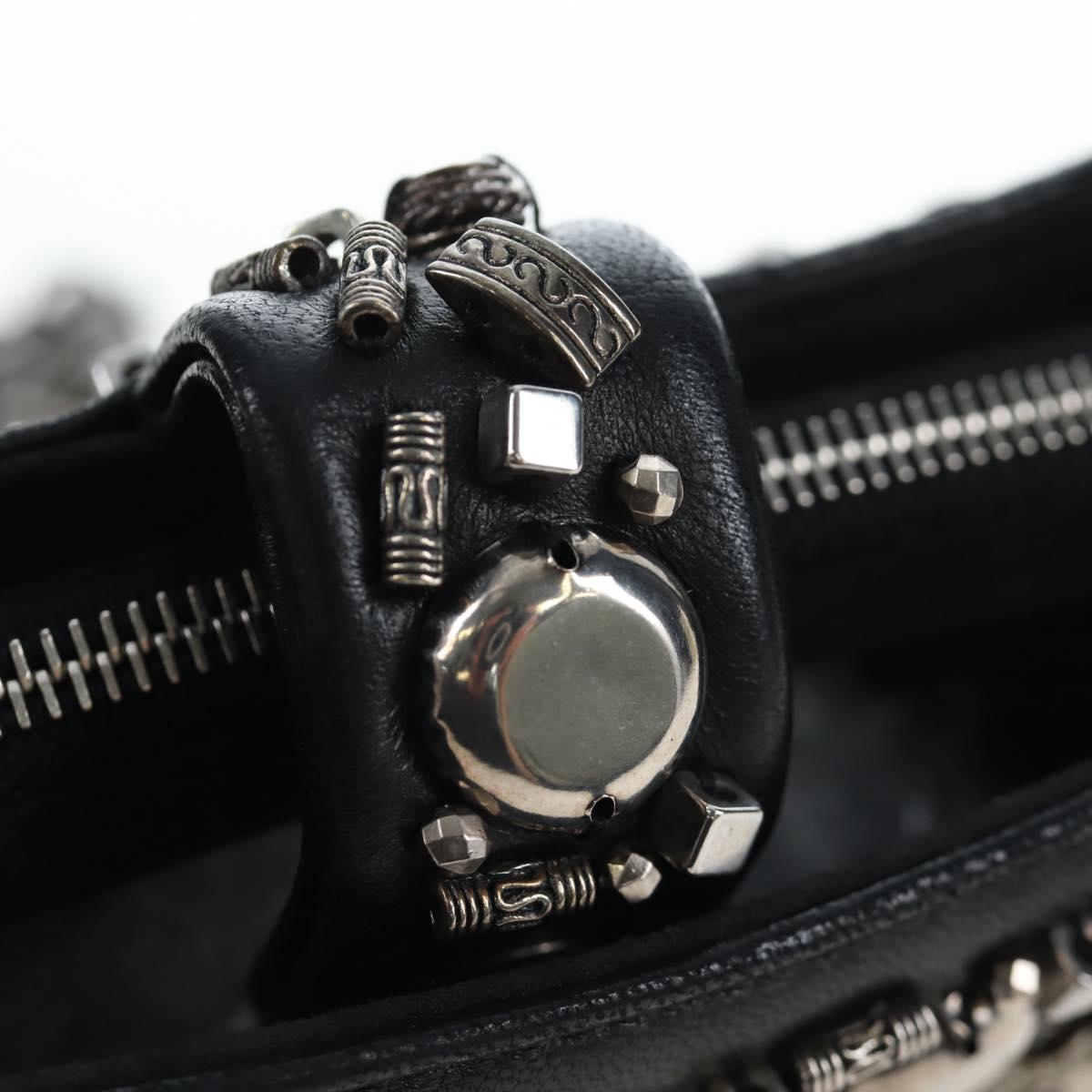 CHANEL Chain Shoulder Pouch Lamb Skin Black Silver CC Auth 200770SAM
