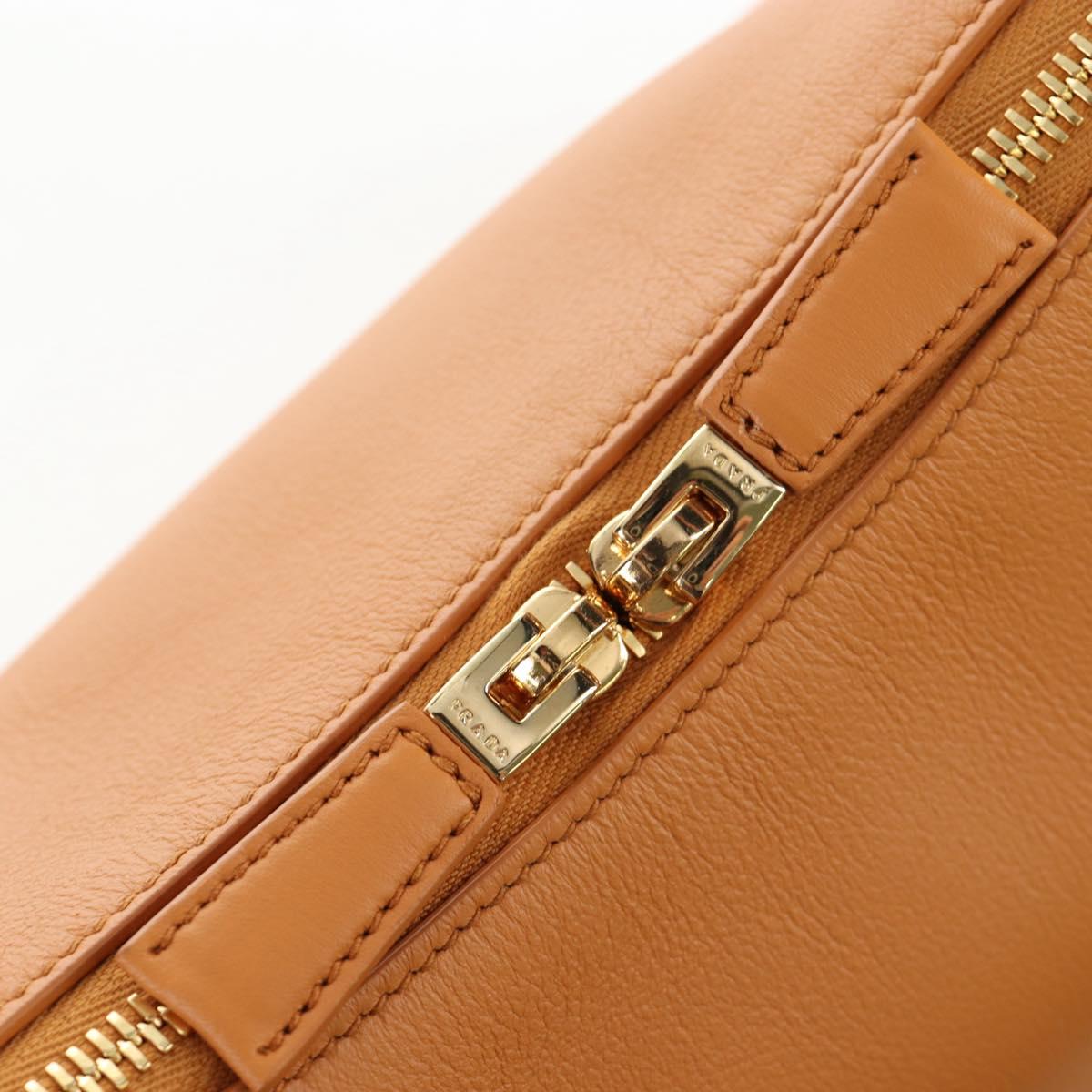 PRADA Darling Shoulder Bag Leather Beige Gold Auth 200771SAM