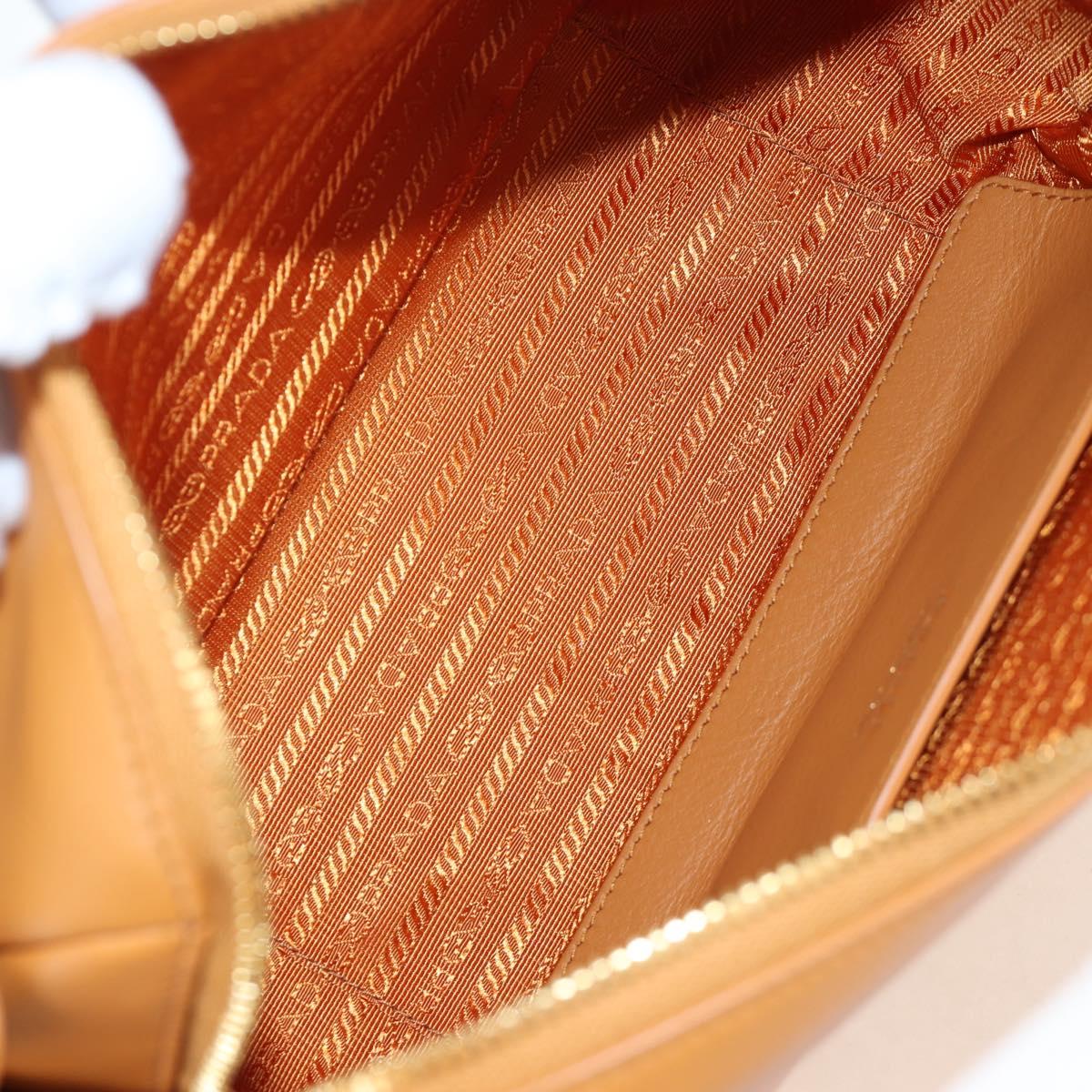 PRADA Darling Shoulder Bag Leather Beige Gold Auth 200771SAM