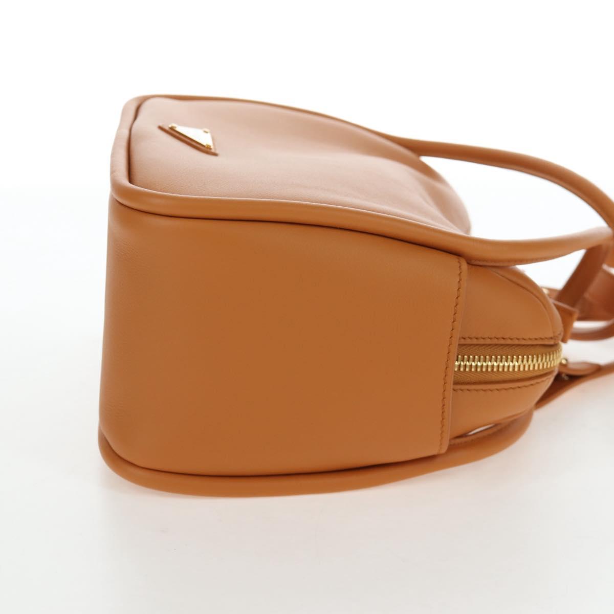 PRADA Darling Shoulder Bag Leather Beige Gold Auth 200771SAM