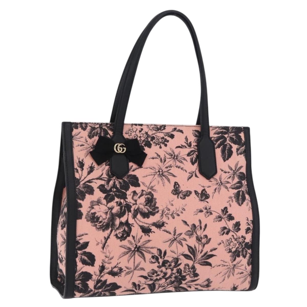 GUCCI Tote Bag Canvas Pink Gold 432684 Auth 200772V