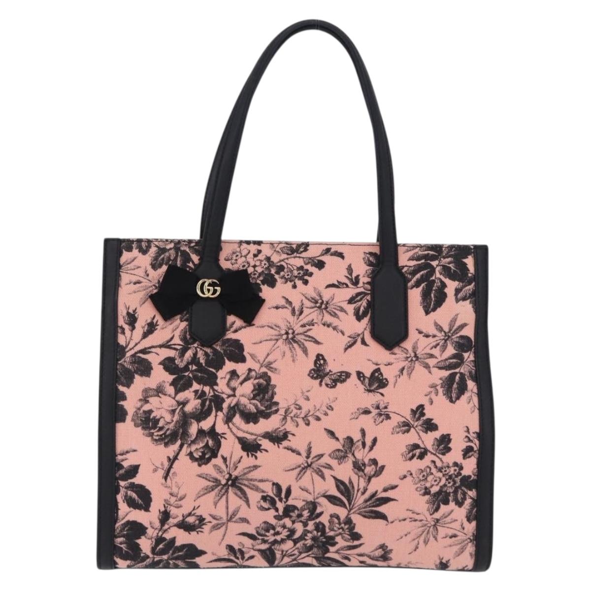 GUCCI Tote Bag Canvas Pink Gold 432684 Auth 200772V