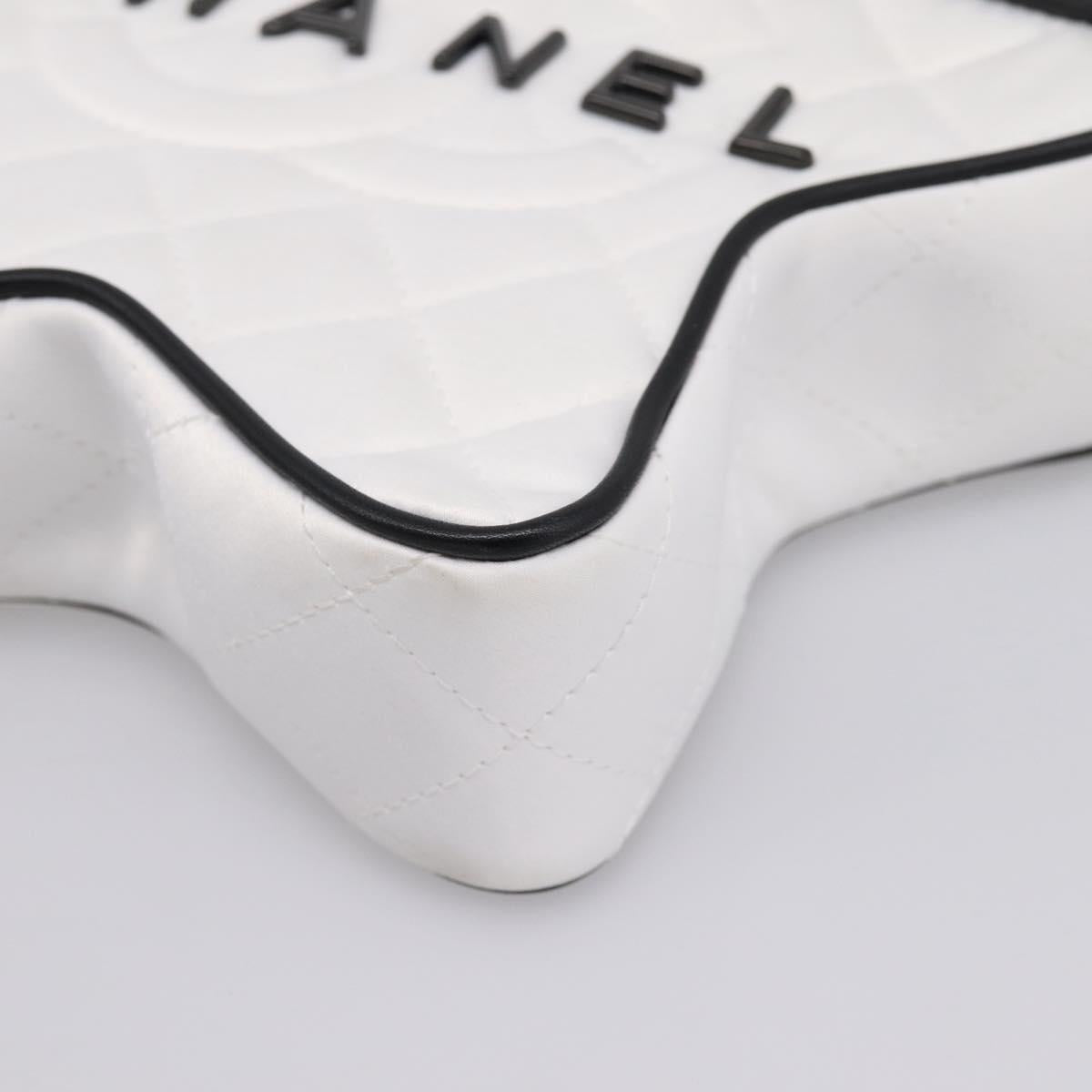 CHANEL Matelasse Chain Shoulder Bag Satin White CC Auth 200773SM
