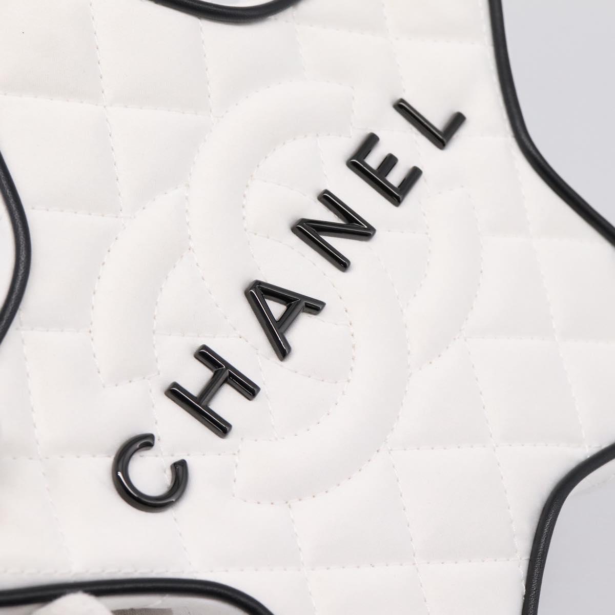 CHANEL Matelasse Chain Shoulder Bag Satin White CC Auth 200773SM