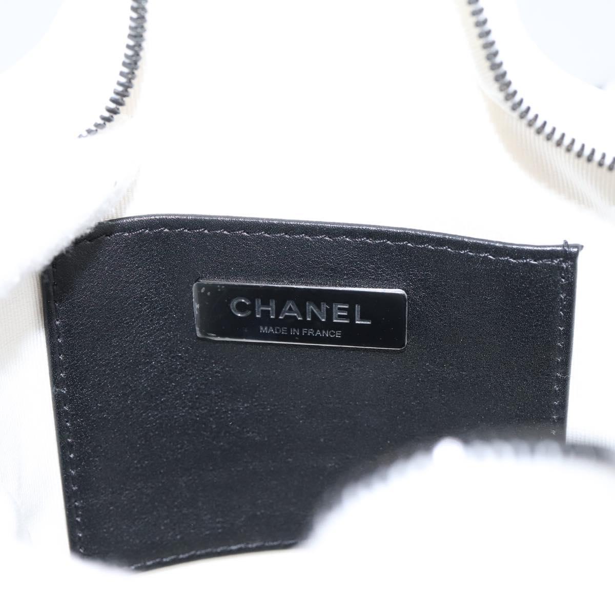 CHANEL Matelasse Chain Shoulder Bag Satin White CC Auth 200773SM