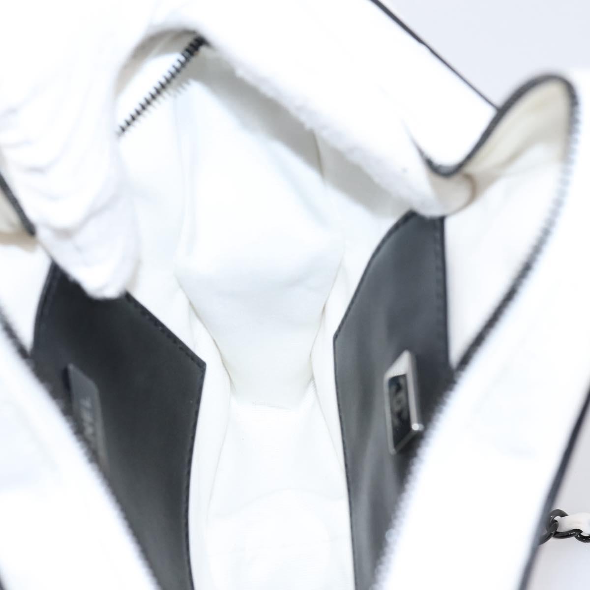 CHANEL Matelasse Chain Shoulder Bag Satin White CC Auth 200773SM