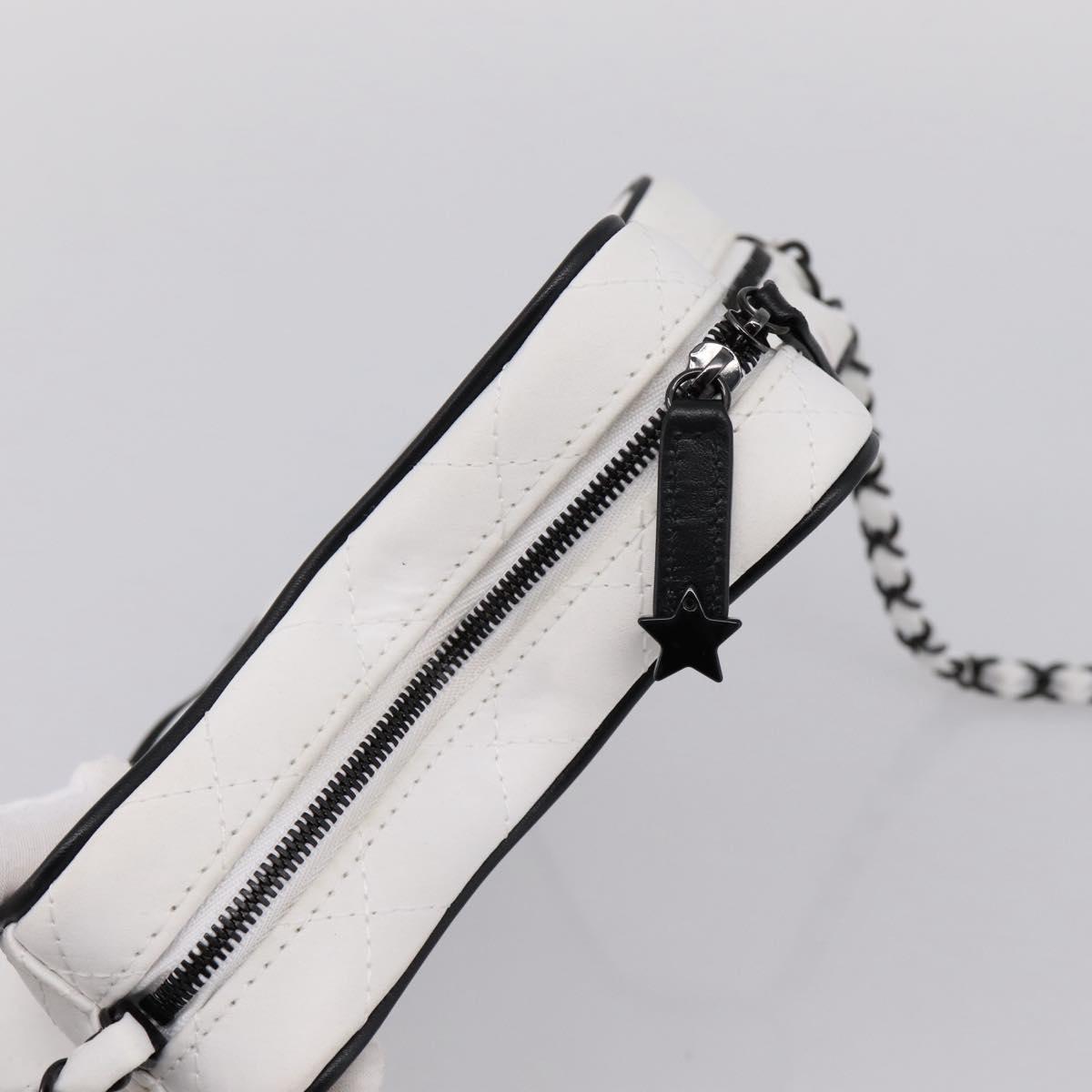 CHANEL Matelasse Chain Shoulder Bag Satin White CC Auth 200773SM