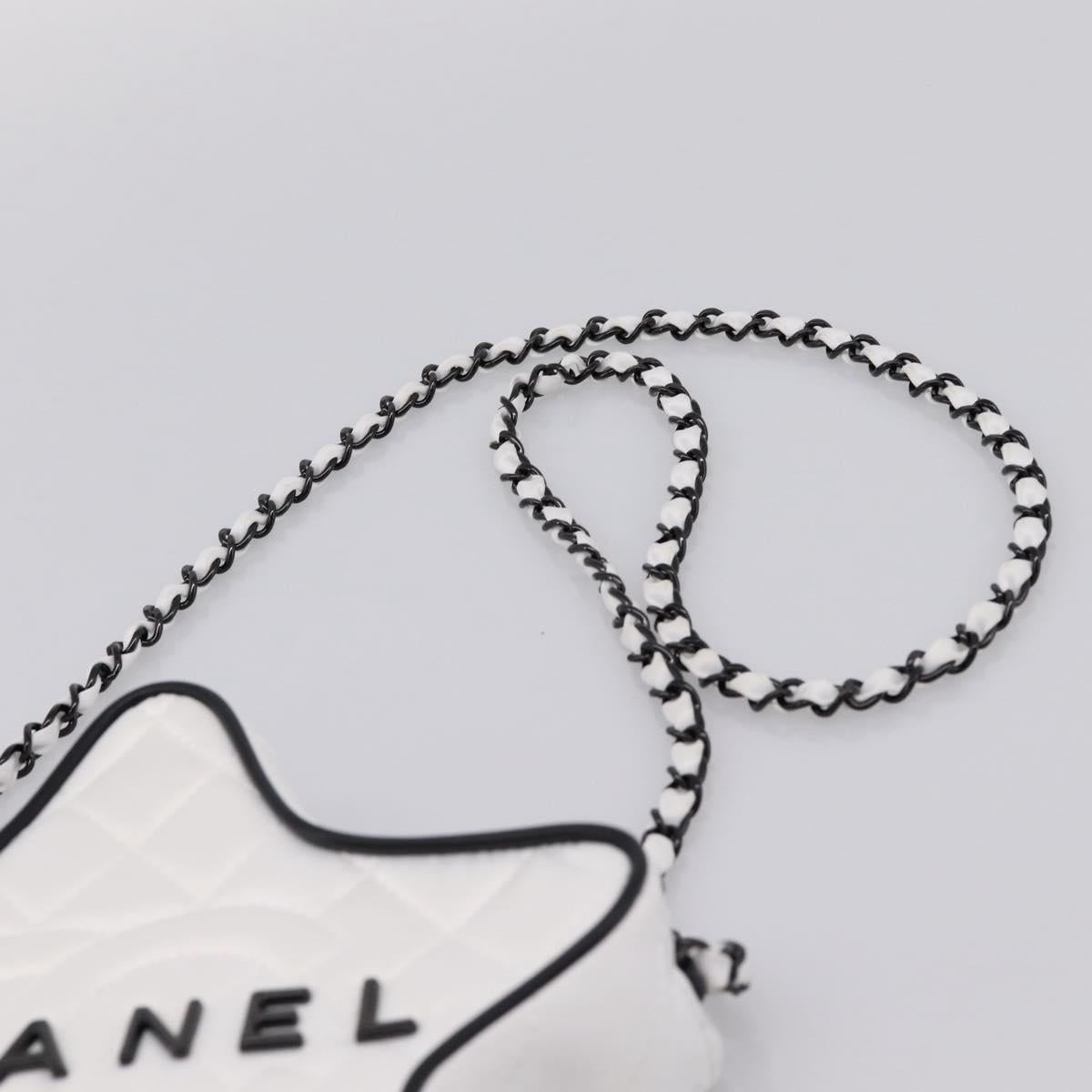 CHANEL Matelasse Chain Shoulder Bag Satin White CC Auth 200773SM