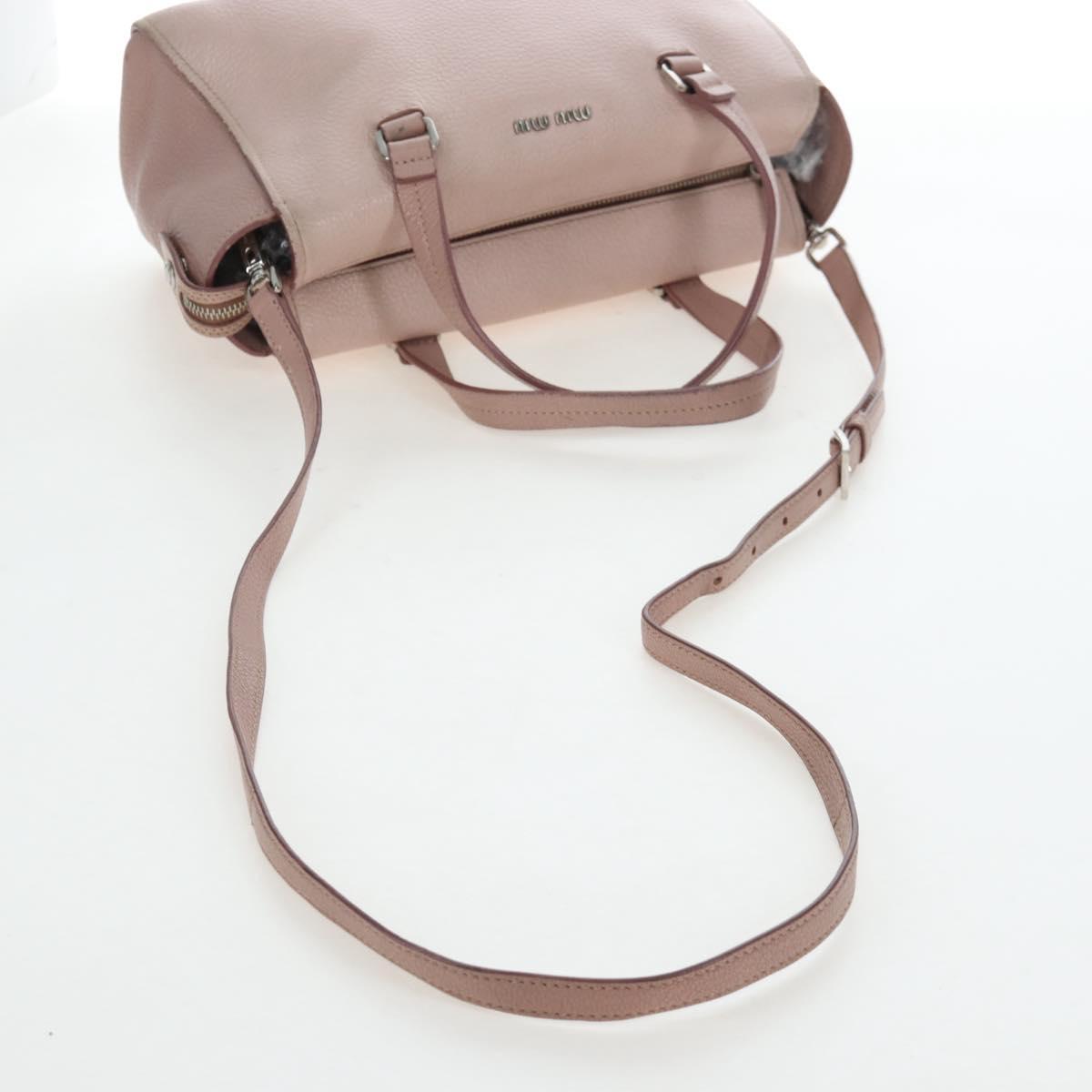 Miu Miu Vitterodino Hand Bag Leather 2way Pink Silver Auth 200774V
