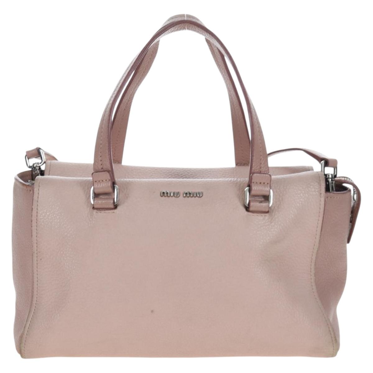 Miu Miu Vitterodino Hand Bag Leather 2way Pink Silver Auth 200774V