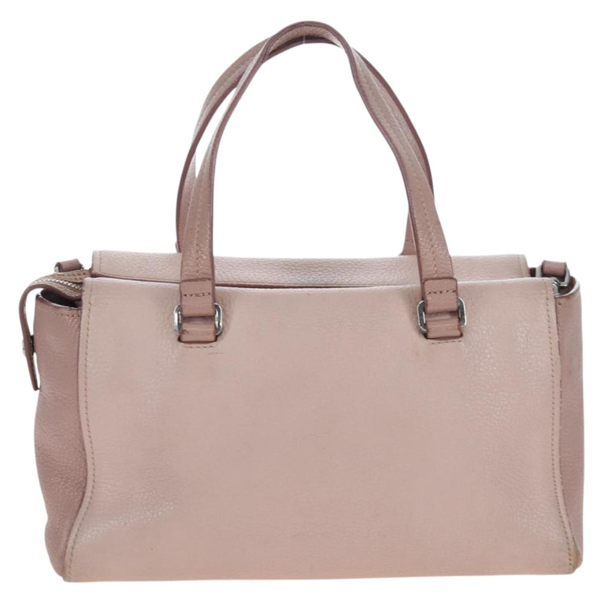 Miu Miu Vitterodino Hand Bag Leather 2way Pink Silver Auth 200774V