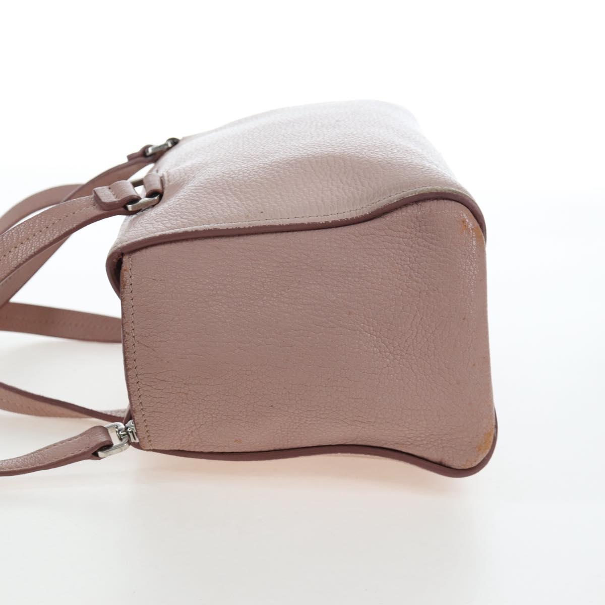 Miu Miu Vitterodino Hand Bag Leather 2way Pink Silver Auth 200774V