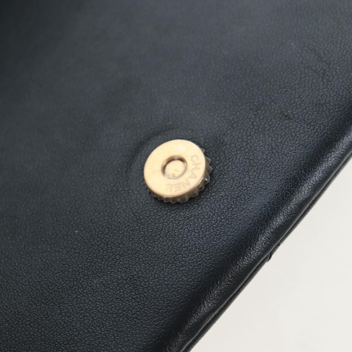 CHANEL Matelasse Chain Shoulder Bag Lamb Skin Black Gold CC Auth 200775SM