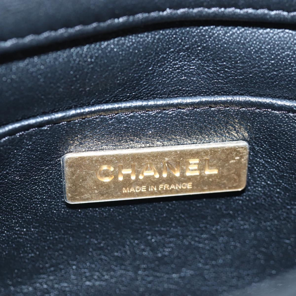 CHANEL Matelasse Chain Shoulder Bag Lamb Skin Black Gold CC Auth 200775SM
