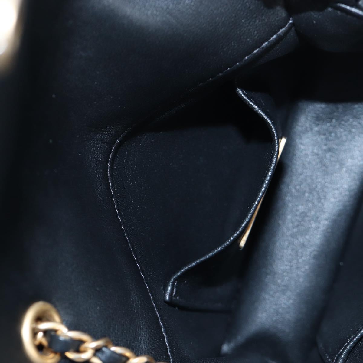 CHANEL Matelasse Chain Shoulder Bag Lamb Skin Black Gold CC Auth 200775SM
