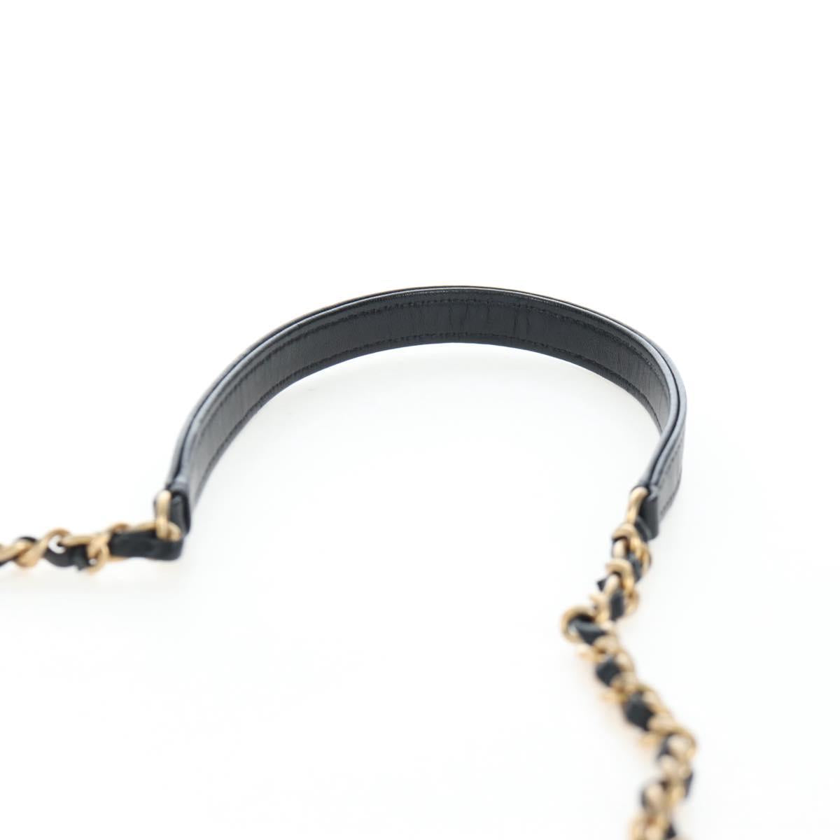 CHANEL Matelasse Chain Shoulder Bag Lamb Skin Black Gold CC Auth 200775SM