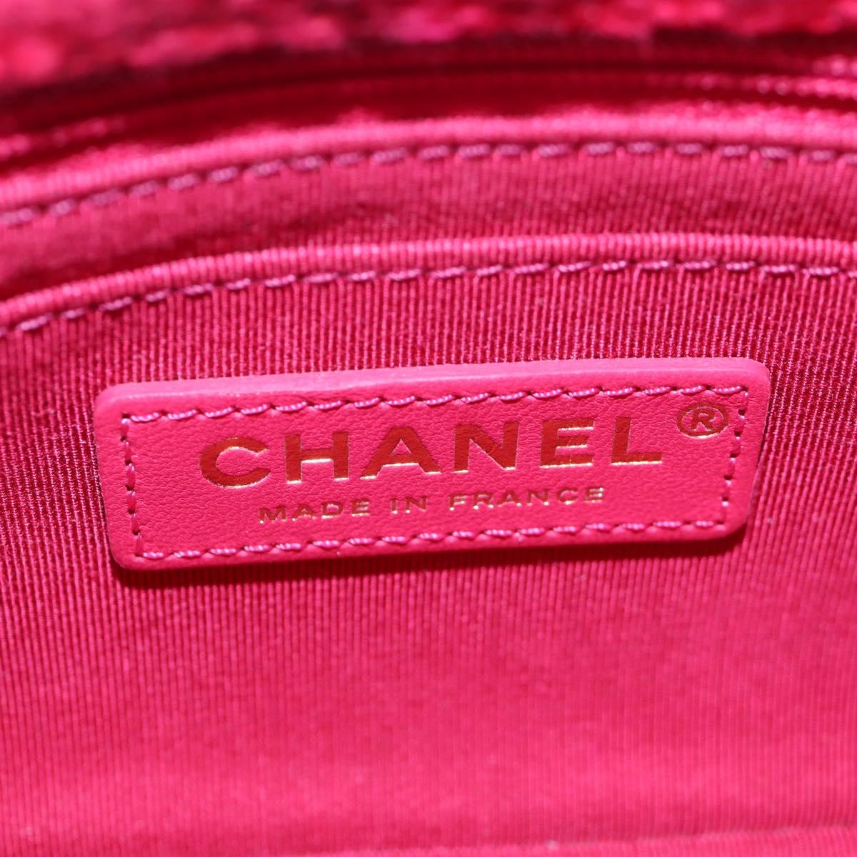CHANEL Mini Matelasse 17 Chain Shoulder Bag tweed Pink Gold CC Auth 200776SAM