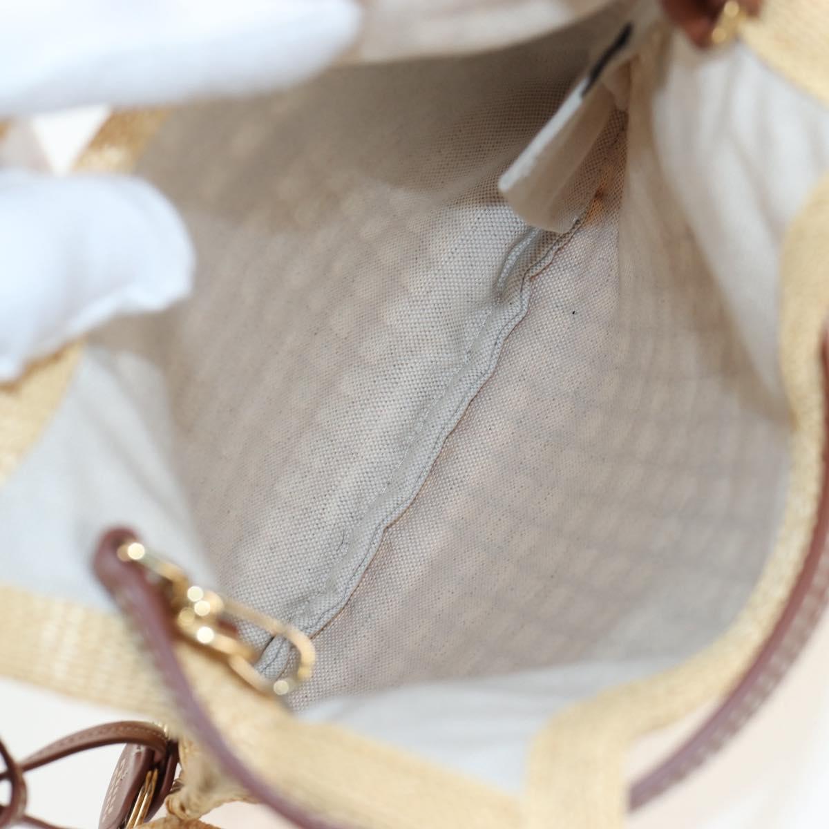 Miu Miu Ivy Hand Bag Canvas 2way Beige Gold Auth 200777SAM