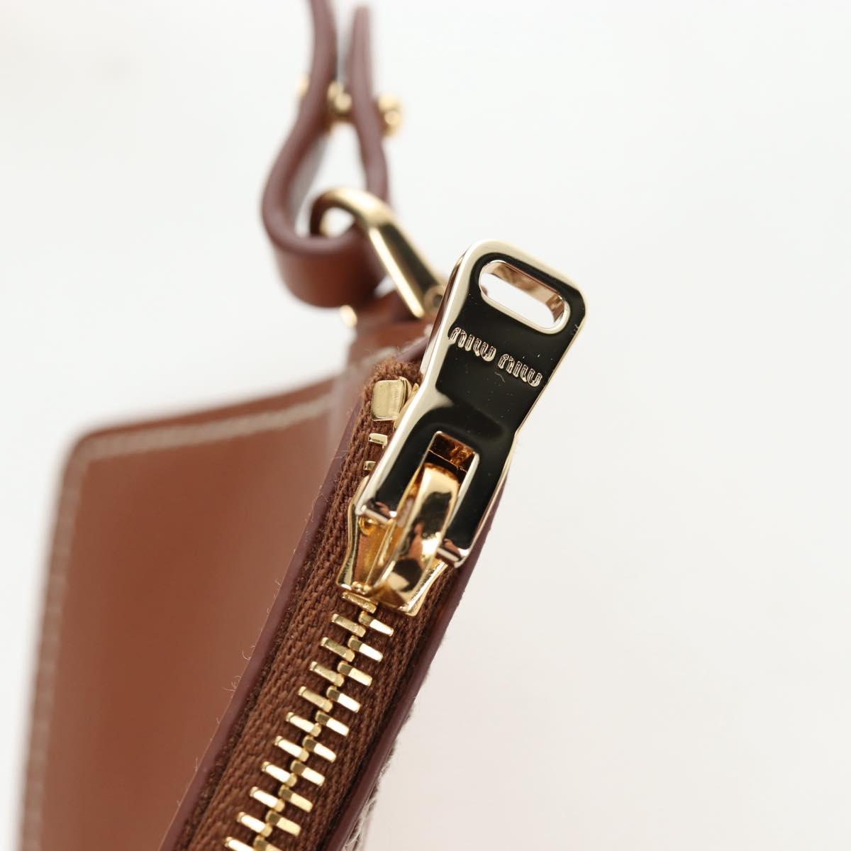 Miu Miu Ivy Hand Bag Canvas 2way Beige Gold Auth 200777SAM