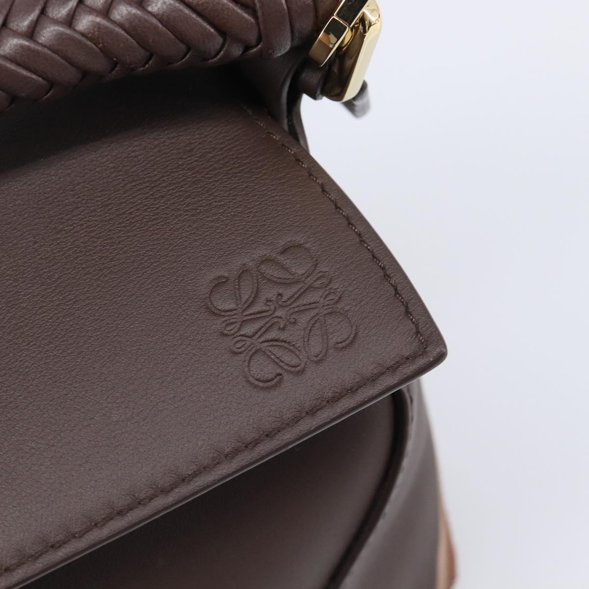 LOEWE Puzzle Bag Small Leather 2way Brown Gold Auth 200778SAM