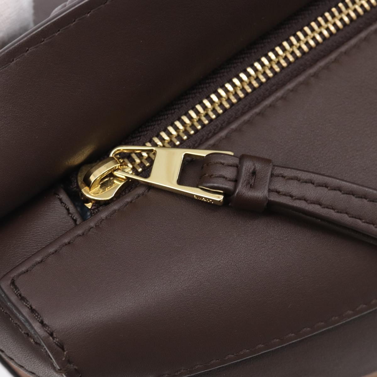 LOEWE Puzzle Bag Small Leather 2way Brown Gold Auth 200778SAM