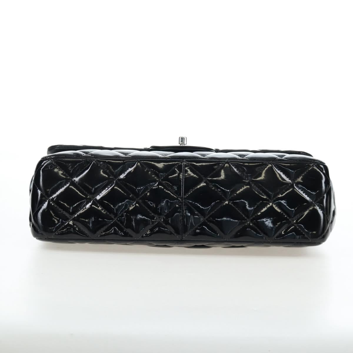 CHANEL Big Matelasse 30 Chain Bag Patent leather Black Silver CC Auth 200779M