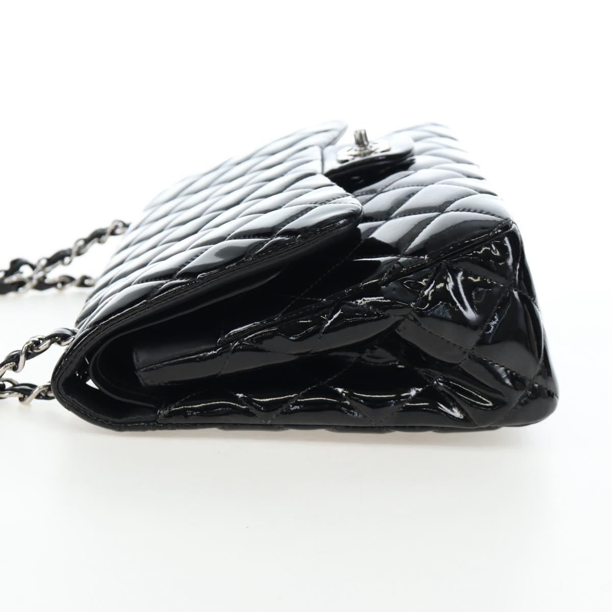 CHANEL Big Matelasse 30 Chain Bag Patent leather Black Silver CC Auth 200779M