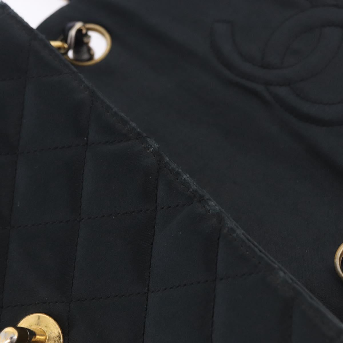 CHANEL Mini Matelasse 17 Chain Shoulder Bag Satin Black Gold CC Auth 200781A