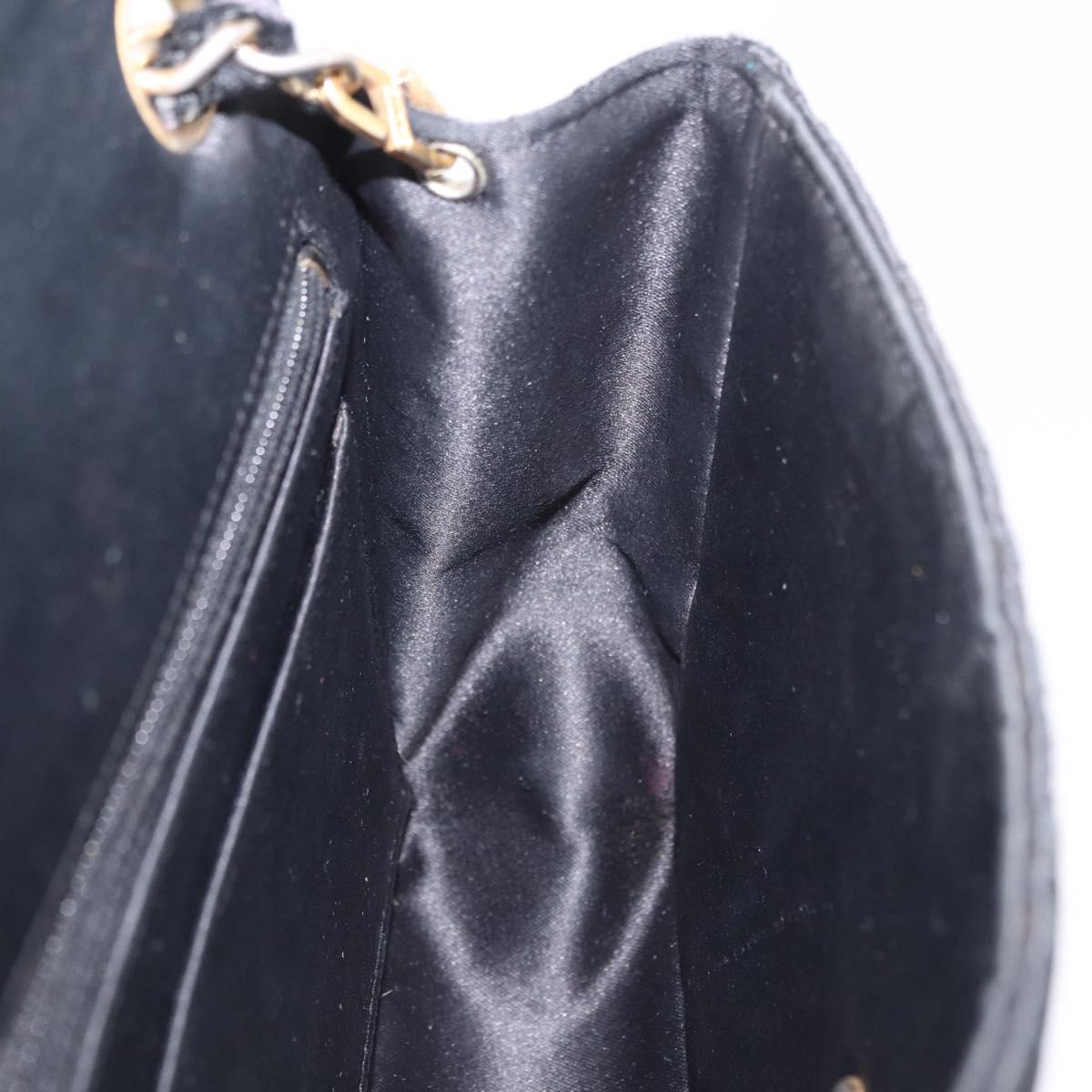 CHANEL Mini Matelasse 17 Chain Shoulder Bag Satin Black Gold CC Auth 200781A